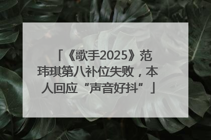 《歌手2025》范玮琪第八补位失败，本人回应“声音好抖”