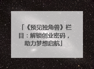《预见独角兽》栏目：解锁创业密码，助力梦想启航