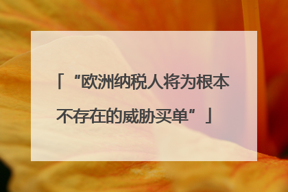 “欧洲纳税人将为根本不存在的威胁买单”