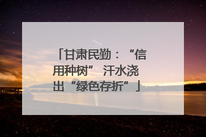 甘肃民勤：“信用种树” 汗水浇出“绿色存折”