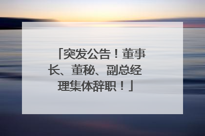 突发公告！董事长、董秘、副总经理集体辞职！