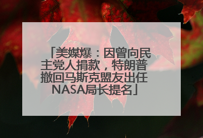 美媒爆：因曾向民主党人捐款，特朗普撤回马斯克盟友出任NASA局长提名