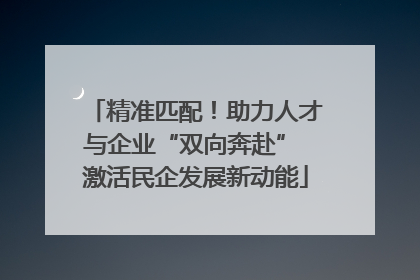 精准匹配！助力人才与企业“双向奔赴” 激活民企发展新动能