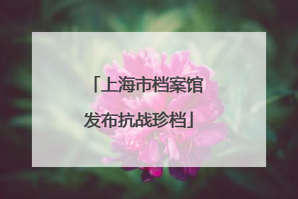 上海市档案馆发布抗战珍档
