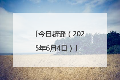 今日辟谣（2025年6月4日）