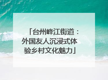 台州峰江街道：外国友人沉浸式体验乡村文化魅力
