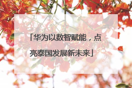 华为以数智赋能，点亮泰国发展新未来