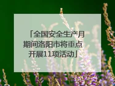 全国安全生产月期间洛阳市将重点开展11项活动