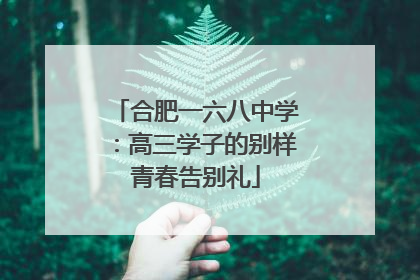合肥一六八中学：高三学子的别样青春告别礼