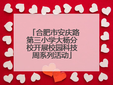 合肥市安庆路第三小学大杨分校开展校园科技周系列活动