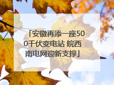 安徽再添一座500千伏变电站 皖西南电网迎新支撑