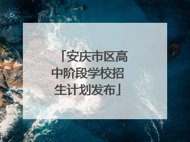 安庆市区高中阶段学校招生计划发布