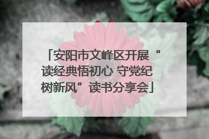安阳市文峰区开展“读经典悟初心 守党纪树新风”读书分享会