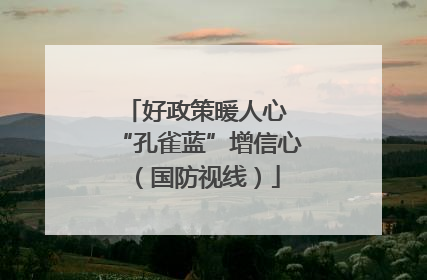 好政策暖人心 “孔雀蓝”增信心（国防视线）