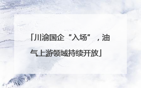 川渝国企“入场”，油气上游领域持续开放