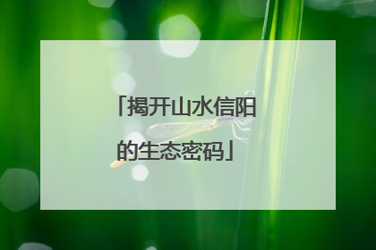 揭开山水信阳的生态密码