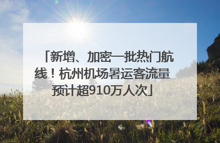 新增、加密一批热门航线！杭州机场暑运客流量预计超910万人次
