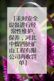 未对安全设备进行经常性维护、保养，河北中煤四处矿山工程有限公司再收罚单