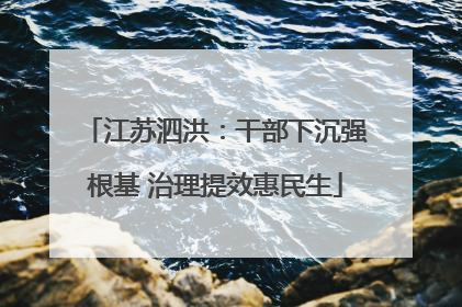 江苏泗洪：干部下沉强根基 治理提效惠民生