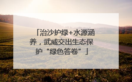 治沙护绿+水源涵养，武威交出生态保护“绿色答卷”