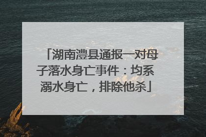 湖南澧县通报一对母子落水身亡事件：均系溺水身亡，排除他杀