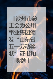 滨州市总工会为公用事业集团颁发“山东省五一劳动奖状”证书和奖牌