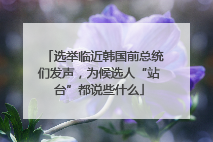 选举临近韩国前总统们发声，为候选人“站台”都说些什么