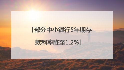 部分中小银行5年期存款利率降至1.2%