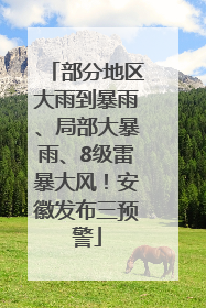 部分地区大雨到暴雨、局部大暴雨、8级雷暴大风！安徽发布三预警