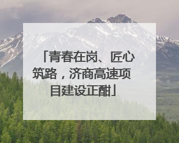 青春在岗、匠心筑路，济商高速项目建设正酣