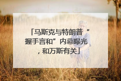 马斯克与特朗普“握手言和”内幕曝光，和万斯有关