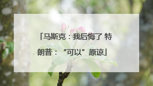 马斯克：我后悔了 特朗普：“可以”原谅