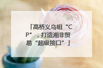 高桥义乌组“CP”，打造湘非贸易“超级接口”