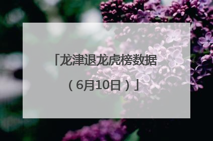 龙津退龙虎榜数据（6月10日）