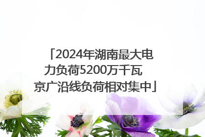 2024年湖南最大电力负荷5200万千瓦 京广沿线负荷相对集中