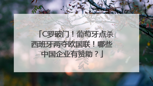C罗破门！葡萄牙点杀西班牙两夺欧国联！哪些中国企业有赞助？